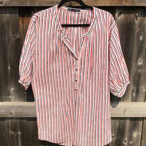 2/$18 DACE OVERSIZED STRIPED COTTON LINEN TUNIC
